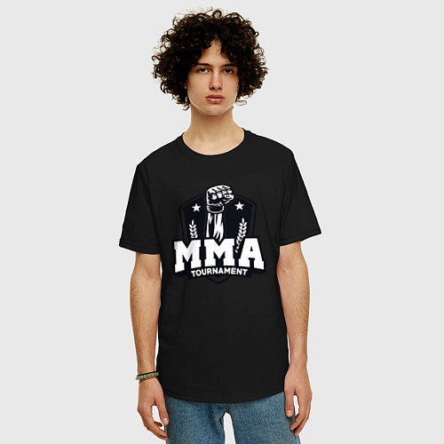 Мужская футболка оверсайз Турнир MMA / Черный – фото 3