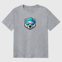 Футболка оверсайз мужская Милый полярный медведь, цвет: меланж