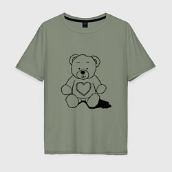 Мужская футболка оверсайз Влюбленный мишка с сердцем