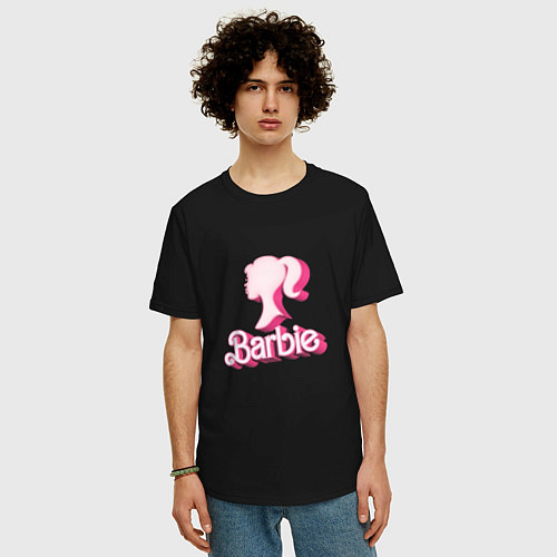 Мужская футболка оверсайз Барби - объемная фигурка / Черный – фото 3