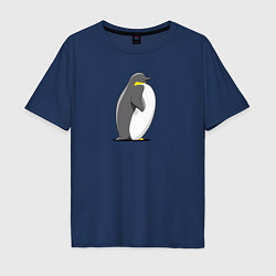 Мужская футболка оверсайз Мультяшный пингвин сбоку
