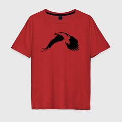 Футболка оверсайз мужская Орёл в полёте трафарет, цвет: красный