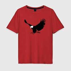 Футболка оверсайз мужская Орёл летит трафарет, цвет: красный