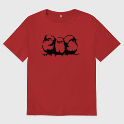 Футболка оверсайз мужская Три птицы трафарет, цвет: красный