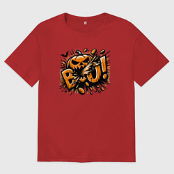 Футболка оверсайз мужская Тыква хэллоуина, цвет: красный