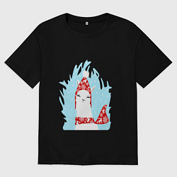 Мужская футболка оверсайз Лама - альпака в шапочке