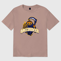 Футболка оверсайз мужская Halloween fire, цвет: пыльно-розовый