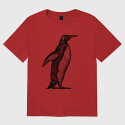 Мужская футболка оверсайз Пингвин сбоку