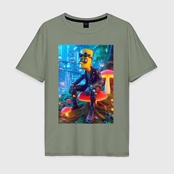 Мужская футболка оверсайз Bart Simpson among mushrooms - ai art