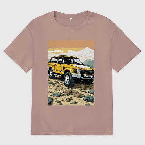 Мужская футболка оверсайз Land Rover discovery / Пыльно-розовый – фото 1