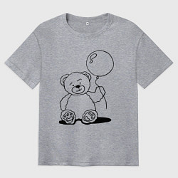 Футболка оверсайз мужская Мишка с воздушным шариком - раскраска, цвет: меланж