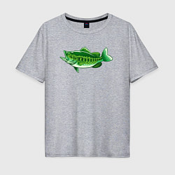 Футболка оверсайз мужская Зелёная рыбка, цвет: меланж