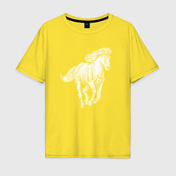Футболка оверсайз мужская Белая лошадь скачет, цвет: желтый