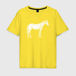 Футболка оверсайз мужская Белая лошадь сбоку, цвет: желтый