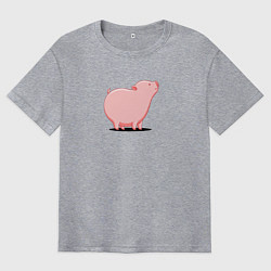 Футболка оверсайз мужская Мультяшная свинья, цвет: меланж