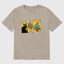Мужская футболка оверсайз Кот против елки