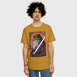Футболка оверсайз мужская Pepe samurai, цвет: горчичный — фото 2