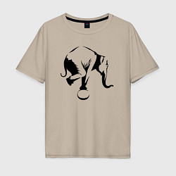 Футболка оверсайз мужская Цирковой слон, цвет: миндальный