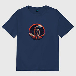 Футболка оверсайз мужская Космонавт на Марсе, цвет: тёмно-синий