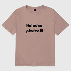 Мужская футболка оверсайз Холодно пи*дец чёрная снежинка