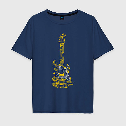 Мужская футболка оверсайз My guitar / Тёмно-синий – фото 1