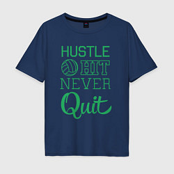 Футболка оверсайз мужская Hustle hit never quit, цвет: тёмно-синий