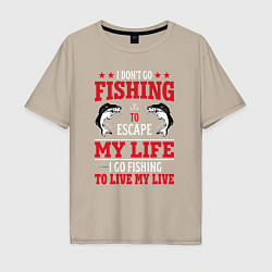 Футболка оверсайз мужская Fishing in my life, цвет: миндальный