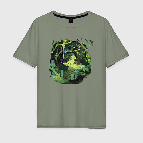 Мужская футболка оверсайз Лес принцессы Мононоке / Авокадо – фото 1
