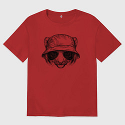 Мужская футболка оверсайз Тигрёнок в панаме