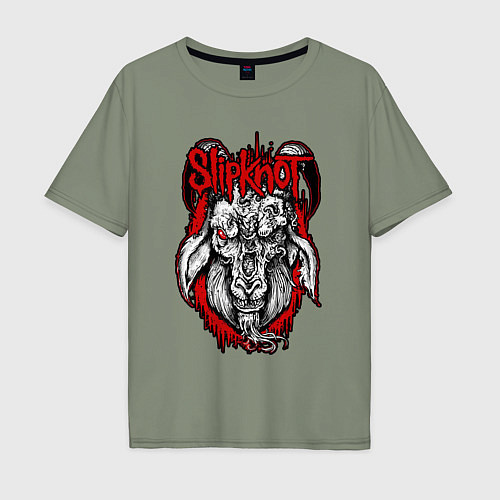 Мужская футболка оверсайз Slipknot - rotten goat / Авокадо – фото 1