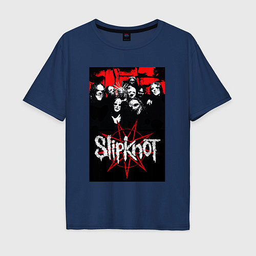 Мужская футболка оверсайз Slipknot - all / Тёмно-синий – фото 1