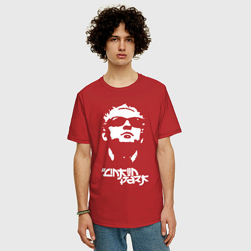 Мужская футболка оверсайз Linkin Park - Chester head / Красный – фото 3
