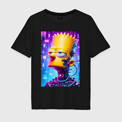 Футболка оверсайз мужская Cyber Bart Simpson - ai art, цвет: черный