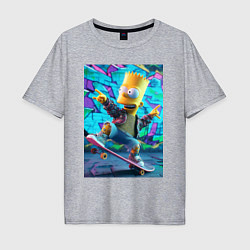 Мужская футболка оверсайз Скейтбордист Барт Симпсон на фоне граффити