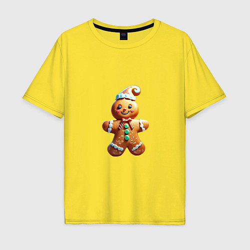 Мужская футболка оверсайз Новогодняя печенка / Желтый – фото 1