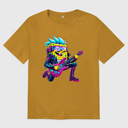 Мужская футболка оверсайз Губка Боб - рок гитарист - нейросеть