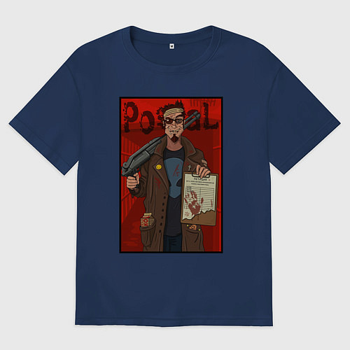 Мужская футболка оверсайз Postal - petition / Тёмно-синий – фото 1