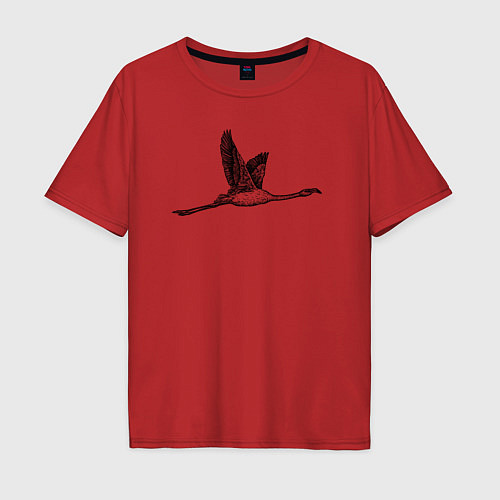 Мужская футболка оверсайз Фламинго летит / Красный – фото 1