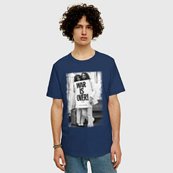 Футболка оверсайз мужская Джон и Йоко, цвет: тёмно-синий — фото 2