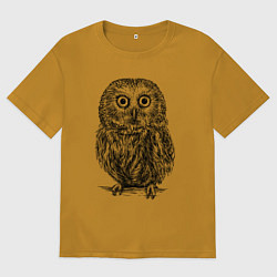 Мужская футболка оверсайз Сова гравюра