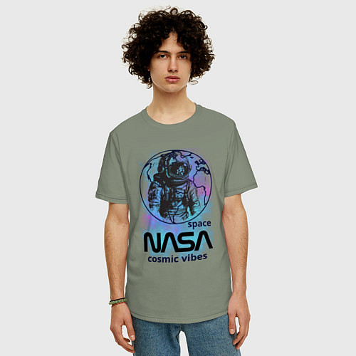 Мужская футболка оверсайз Космонавт nasa / Авокадо – фото 3