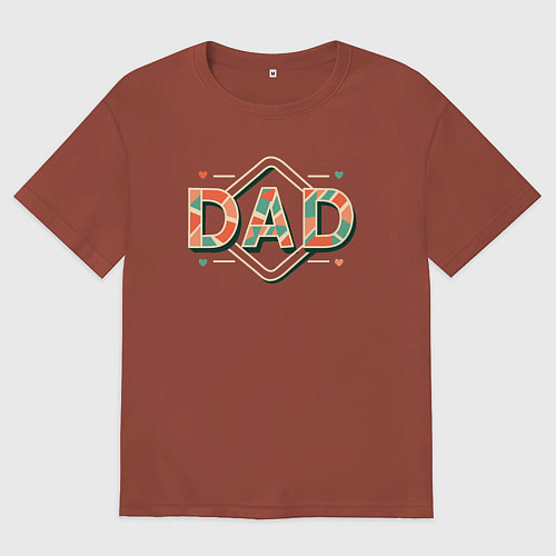 Мужская футболка оверсайз Папа мозаика / Кирпичный – фото 1