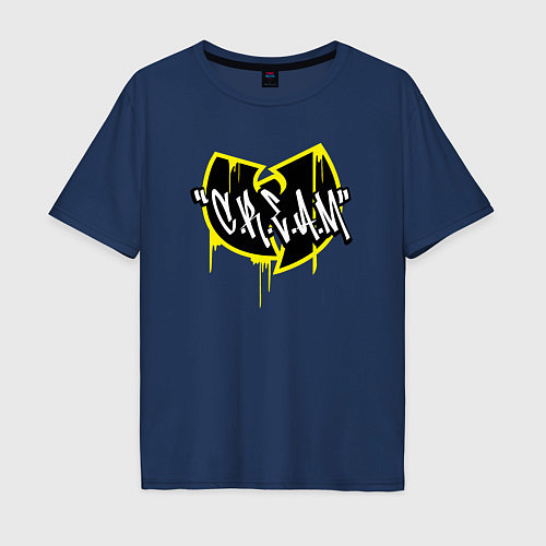 Мужская футболка оверсайз Wu-Tang cream / Тёмно-синий – фото 1