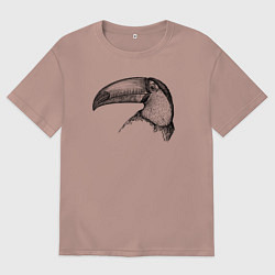 Футболка оверсайз мужская Голова тукана, цвет: пыльно-розовый