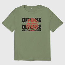 Футболка оверсайз мужская Защита выигрывает чемпионаты, цвет: авокадо
