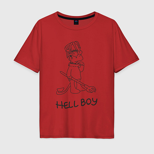 Мужская футболка оверсайз Bart hellboy Lill Peep / Красный – фото 1