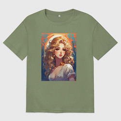 Футболка оверсайз мужская Аниме Афродита, цвет: авокадо