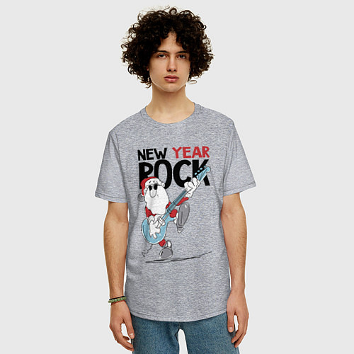 Мужская футболка оверсайз New year - rock / Меланж – фото 3