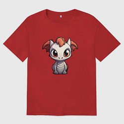 Футболка оверсайз мужская Дракон грозовой озорник, цвет: красный