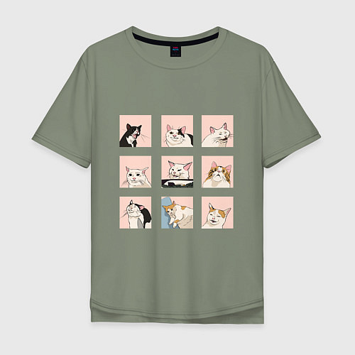 Мужская футболка оверсайз Мемные коты / Авокадо – фото 1